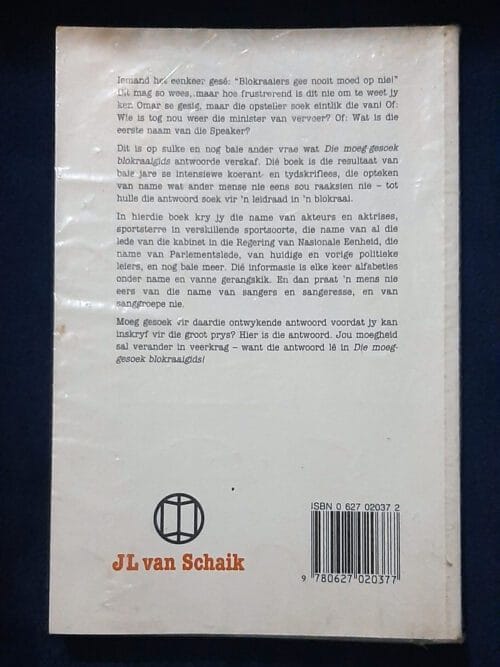 Die Moeg-Gesoek Blokraaigids – Adri Burger secondhand book