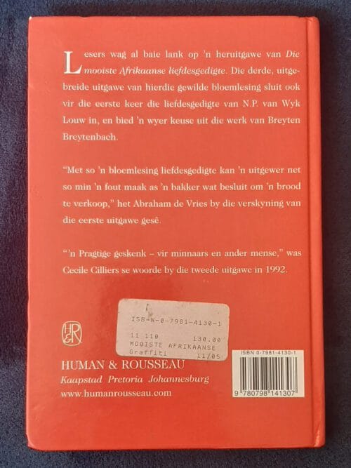 Die Mooiste Afrikaanse Liefdesgedigte – Fanie Olivier secondhand book