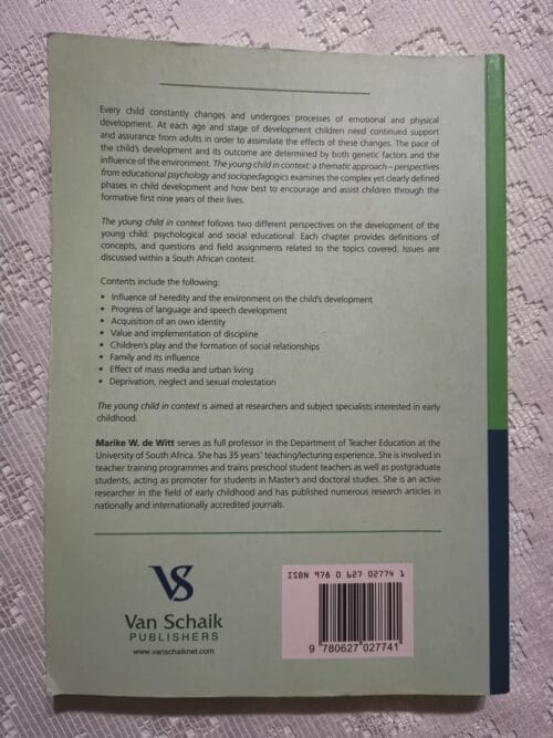 The Young Child In Context – Marike W De Witt secondhand book