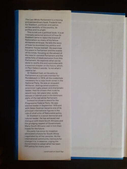 The Last White Parliament – Frederik Van Zyl Slabbert secondhand book