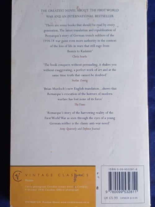 All quiet on the western front – Erich Maria Remarque secondhand book