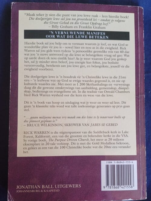 Die Doelgerigte Lewe – Rick Warren secondhand book