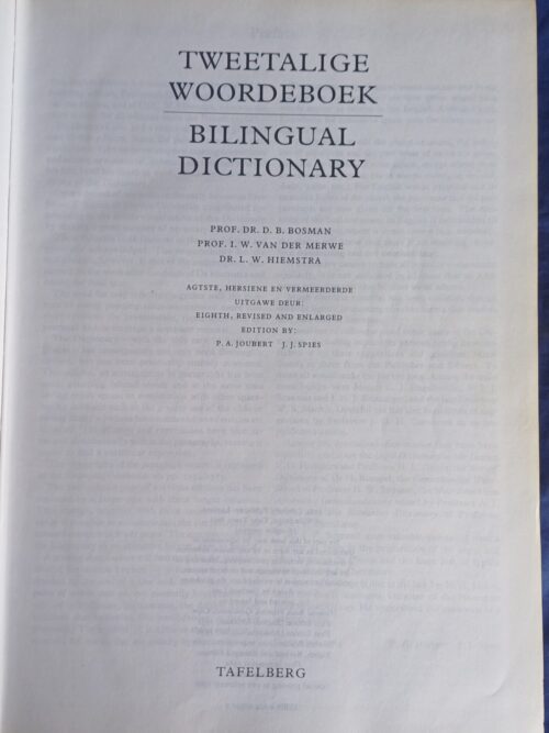 Tweetalige woordeboek Engels-Afrikaans – Tafelberg secondhand book