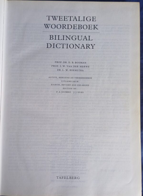 Tweetalige woordeboek Engels-Afrikaans – Tafelberg secondhand book