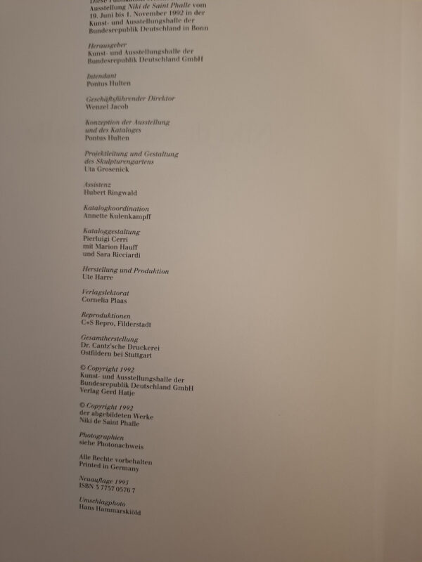 Sonderausgabe: Katalog Zur Ausstellung In Der Kunst- Und Ausstellungshalle Der Bundesrepublik Deutschland – Niki De Saint Phalle secondhand book