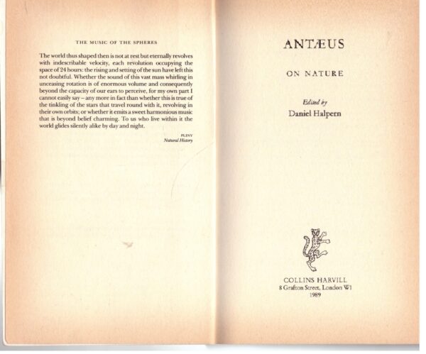 Antaeus, Issue 57: On Nature – Daniel Halpern secondhand book