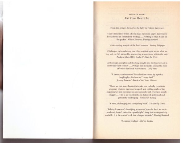 Eat Your Heart Out – Felicity Lawrence secondhand book