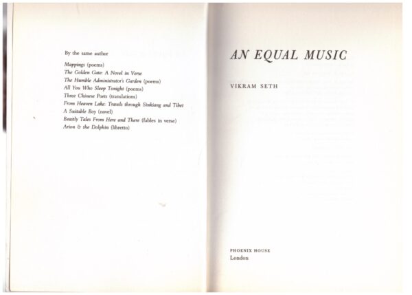 An Equal Music – Vikram Seth secondhand book