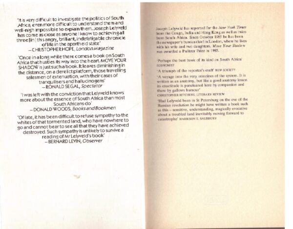 Move Your Shadow-3 Move Your Shadow: South Africa, Black and White – Joseph Lelyveld secondhand book