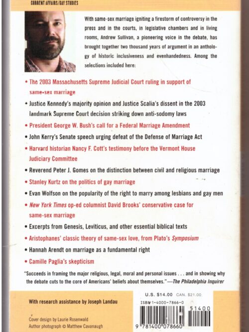 Same-Sex Marriage: Pro and Con – Andrew Sullivan secondhand book