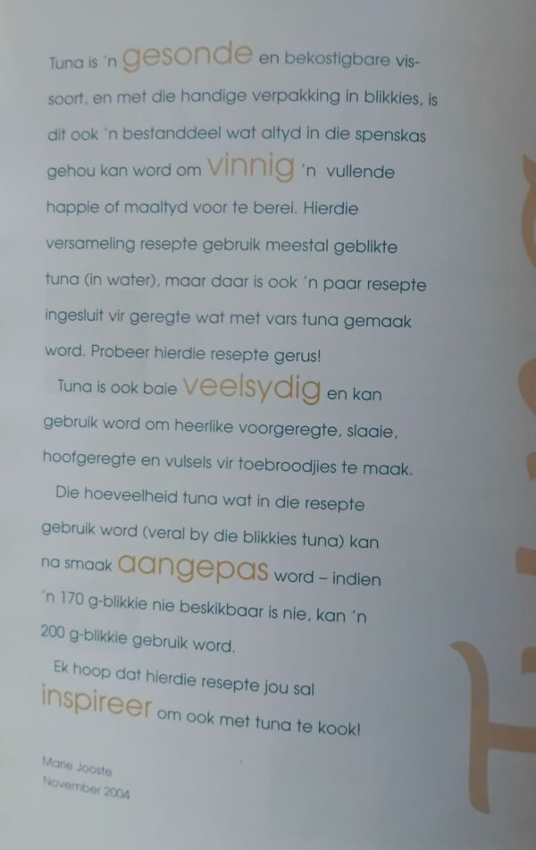 Tuna – Marie Jooste secondhand book