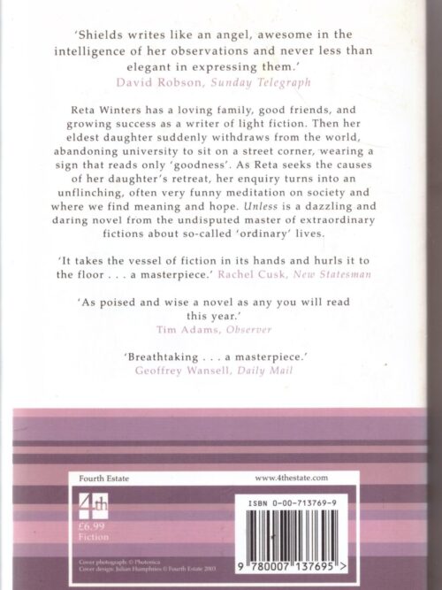Unless – Carol Shields secondhand book