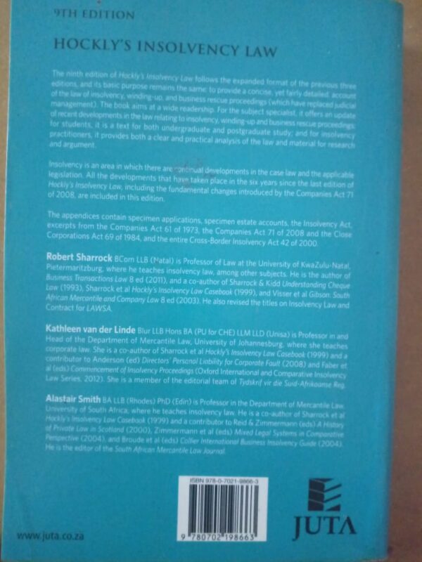 Hockly’s Insolvency Law – Sharrock, van der Linde, Smith secondhand book