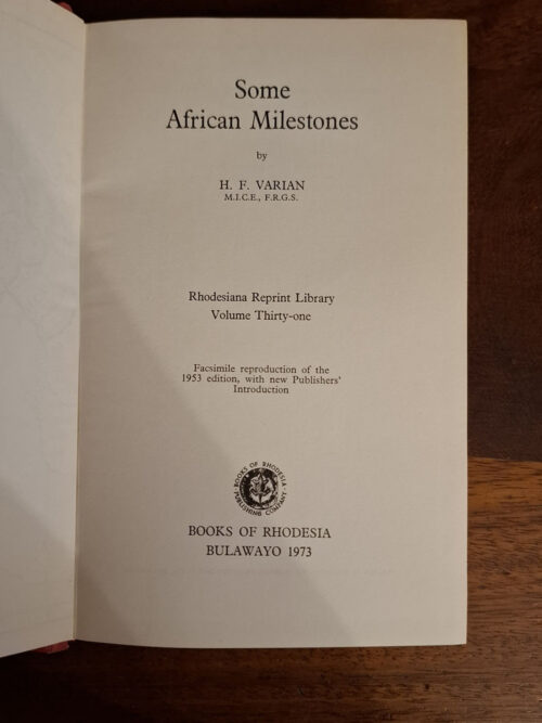 Some African Milestones – HF Varian secondhand book