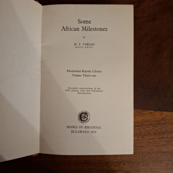 Some African Milestones – HF Varian secondhand book