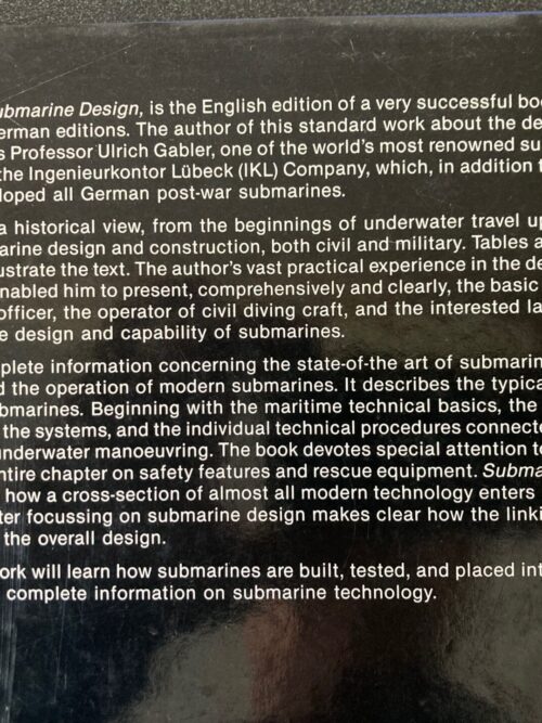 Submarine Design – Ulrich Gabler secondhand book
