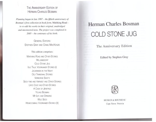 Cold Stone Jug – Herman Charles Bosman secondhand book