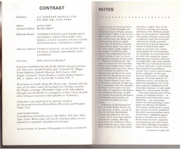Contrast 37 – Volume 10, Number 1, September 1975 secondhand book