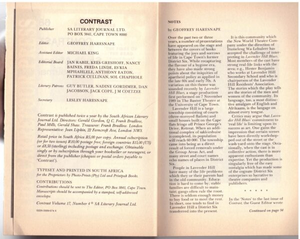 Contrast 68 – Volume 17, No 4, December 1989 secondhand book