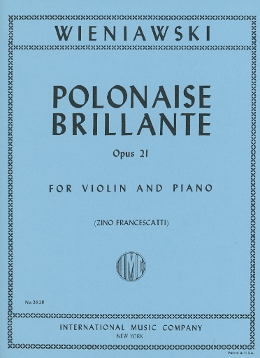 Wieniawski Polonaise Brillante Opus 21 For Violin And Piano