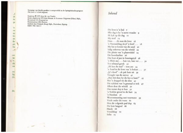 Die Lewe Is ‘n Lied — Morkel Van Tonder secondhand book