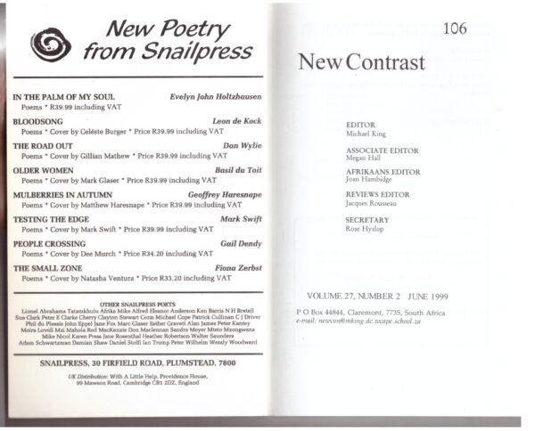 New Contrast 106 - Volume 27, No 2, June 1999