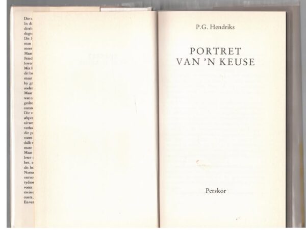 Portret Van ‘n Keuse — P. G. Hendriks secondhand book