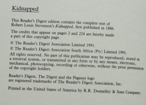 Kidnapped: The Adventures Of David Balfour – Robert Louis Stevenson secondhand book