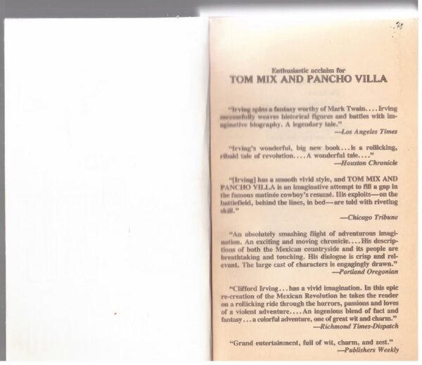 Tom Mix And Pancho Villa — Clifford Irving secondhand book