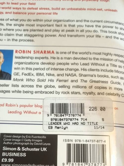 The Leader Who Had No Title – Robin Sharma secondhand book