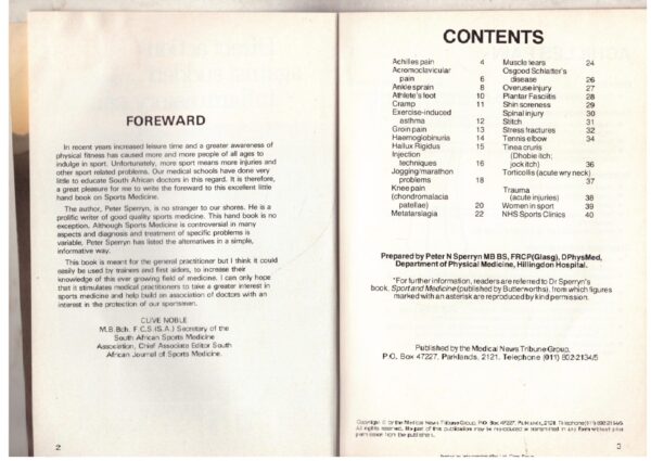 The Sport Medicine Handbook – Peter N. Sperryn secondhand book