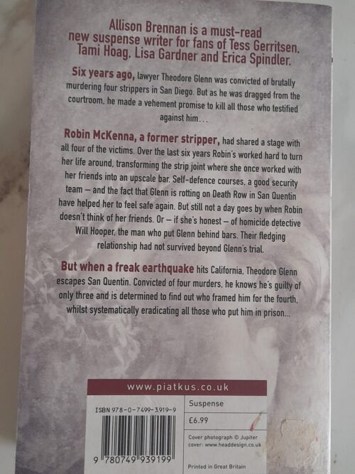 Killing Fear – Allison Brennan secondhand book