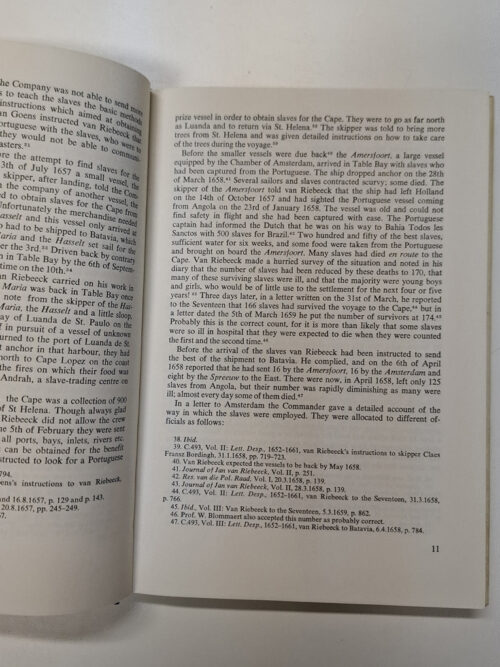 Slaves And Free Blacks At The Cape 1658 – 1700 – AJ Boeseken secondhand book