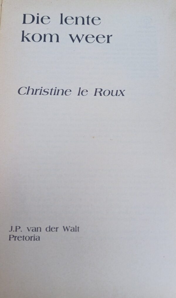 Die Lente Kom Weer – Christine Le Roux secondhand book