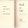 Back to Life6 Back To Life: Poems From Behind The Iron Curtain — Robert Conquest secondhand book