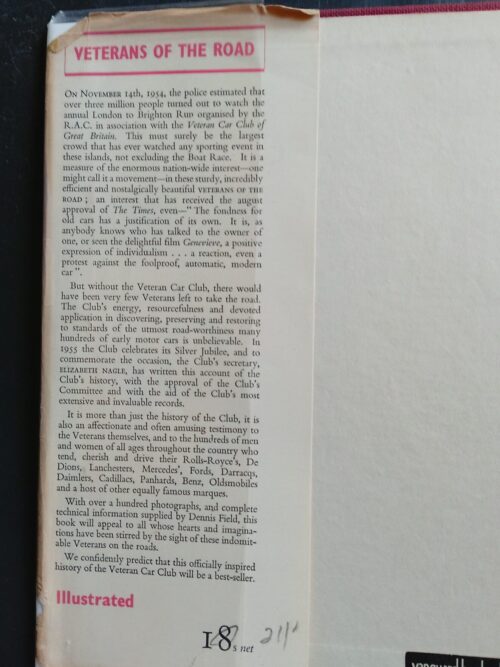 Veterans Of The Road: The Story Of Veteran Car Club Of Great Britain – Elizabeth Nagle secondhand book