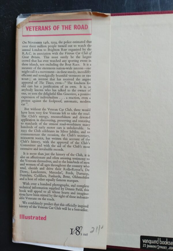 Veterans Of The Road: The Story Of Veteran Car Club Of Great Britain – Elizabeth Nagle secondhand book