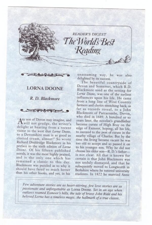 Lorna Doone6 Lorna Doone: A Romance Of Exmoor – RD Blackmore secondhand book