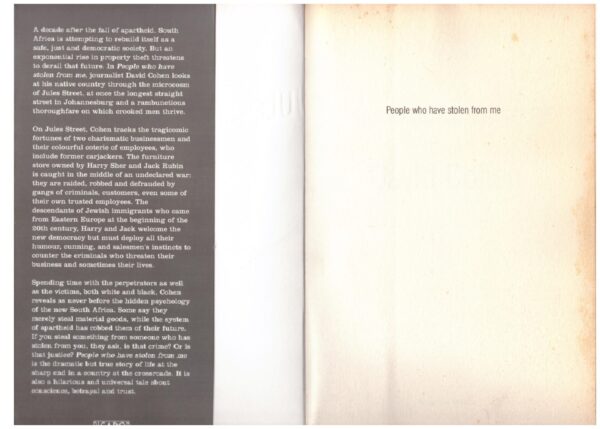 People Who Have Stolen From Me – David Cohen secondhand book