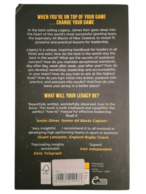 Legacy: What The All Blacks Can Teach Us About The Business Of Life – James Kerr secondhand book