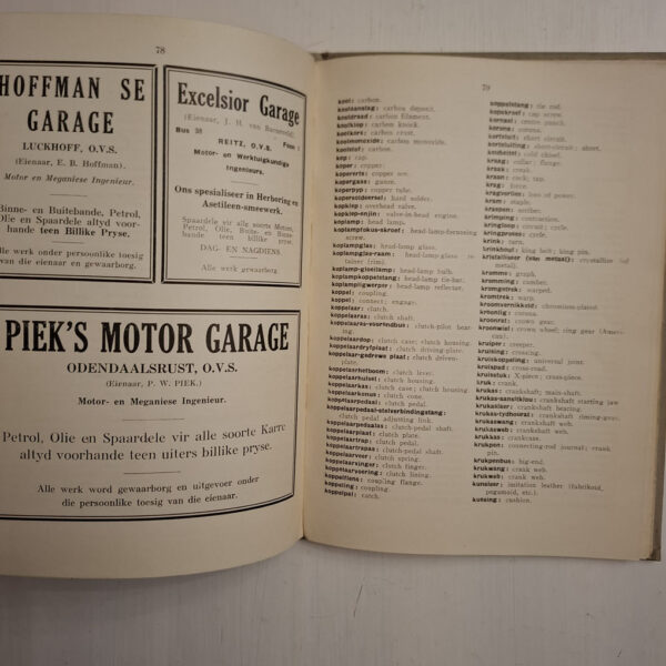 Suid-Afrikaanse Motorterme (Afrikaans-Engels, Engels-Afrikaans) En Motorhandboek – Van Sandwyk, MC secondhand book