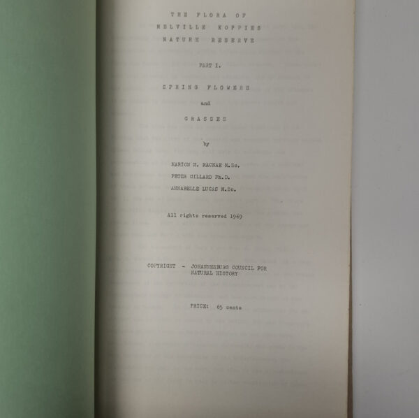 Flora Of Melville Koppies Nature Reserve (2 Volumes) secondhand book