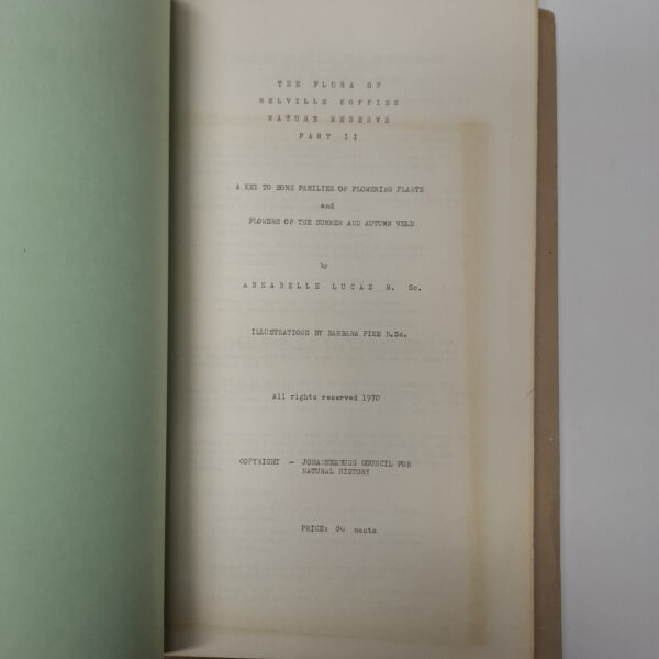 Flora Of Melville Koppies Nature Reserve (2 Volumes) secondhand book