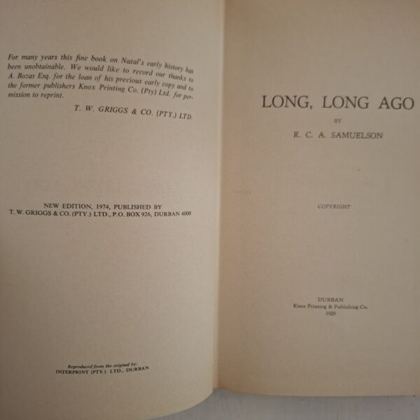 Long, Long Ago – RC Samuelson secondhand book