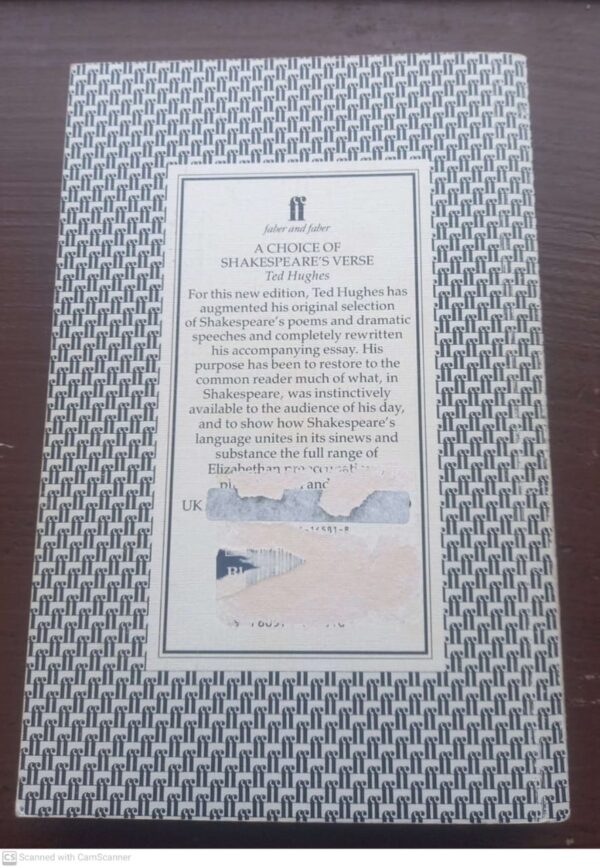 A Choice Of Shakespeare’s Verse — Ted Hughes secondhand book