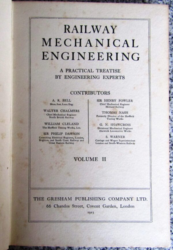 Railway Mechanical Engineering, 2 Volumes – A.R. Bell Et Al secondhand book