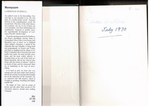 Nunquam — Lawrence Durrell secondhand book