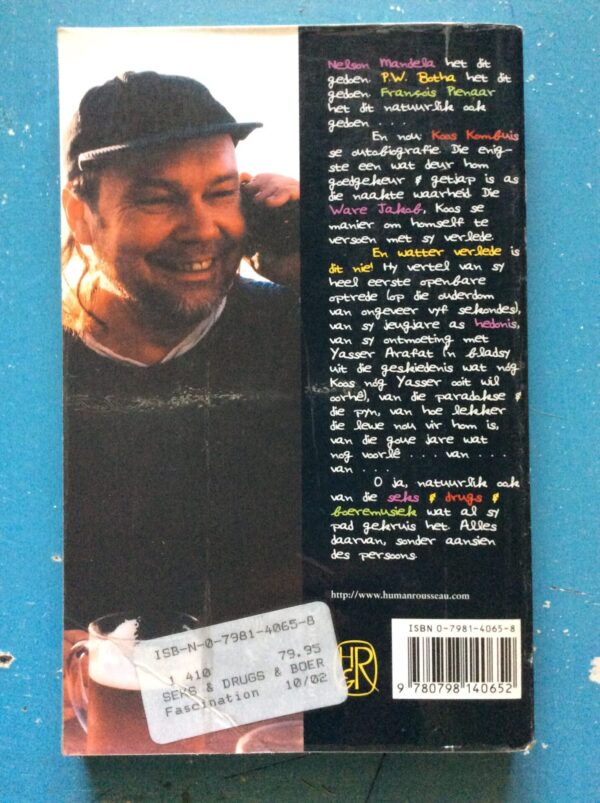 Seks & Drugs & Boeremusiek - Back Cover Seks & Drugs & Boeremusiek – Koos A. Kombuis secondhand book