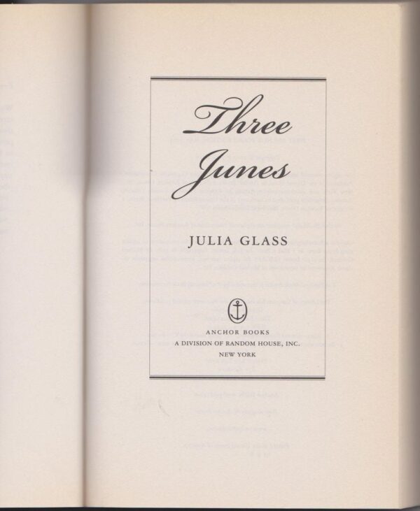 Three Junes – Julia Glass secondhand book