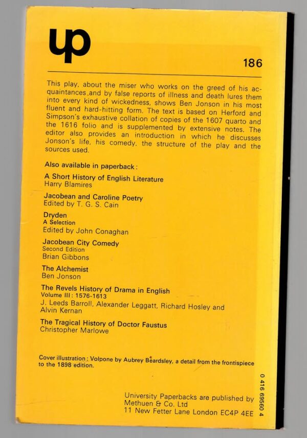 Volpone: Or, The Fox — Ben Jonson secondhand book